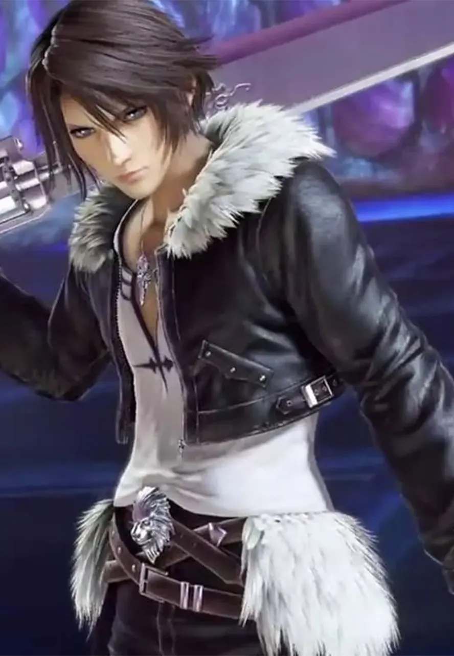 Final Fantasy 8 Squall Leonhart Fur Leather Jacket squall ff8 jacket