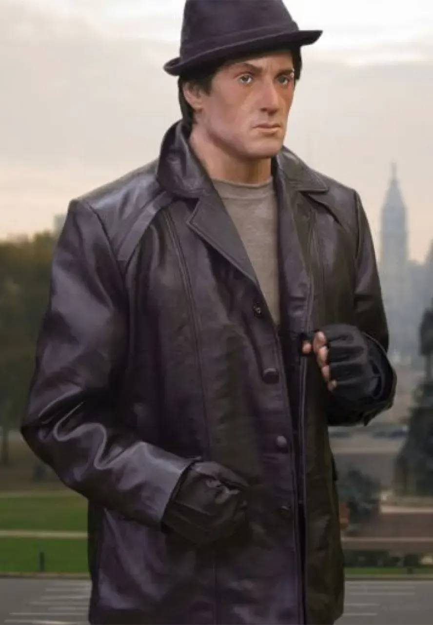 Rocky Balboa Sylvester Stallone Black Leather Coat sylvester stallone rocky balboa coat