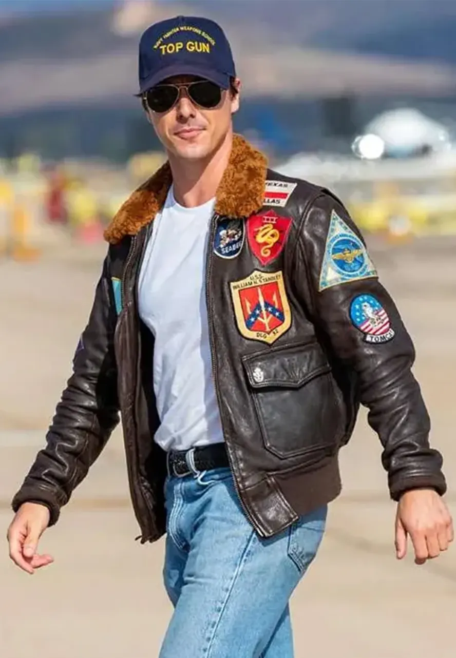 Tom Cruise Top Gun Leather Jacket with Fur Collar top gun bomber jacket