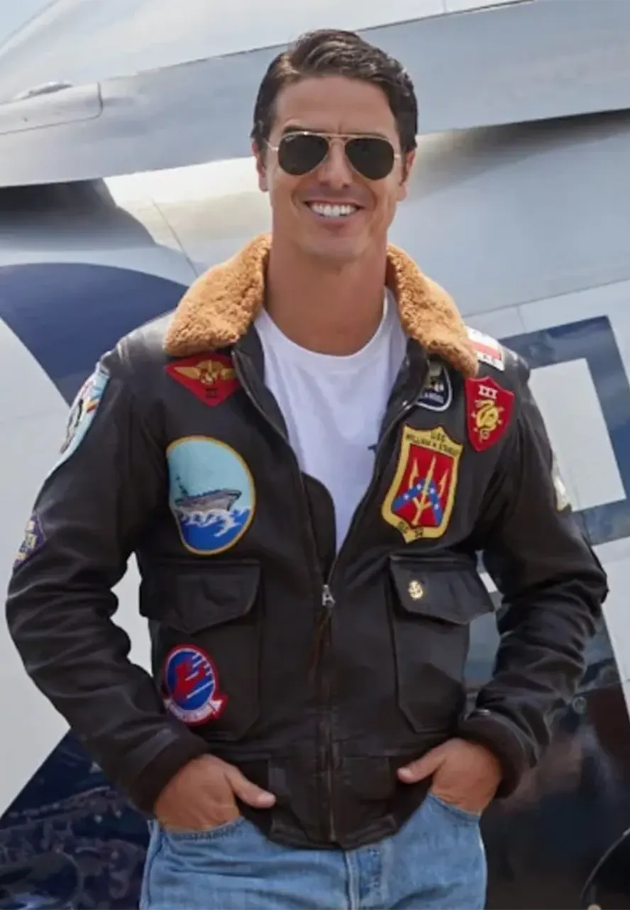 Tom Cruise Top Gun Leather Jacket with Fur Collar top gun jacket