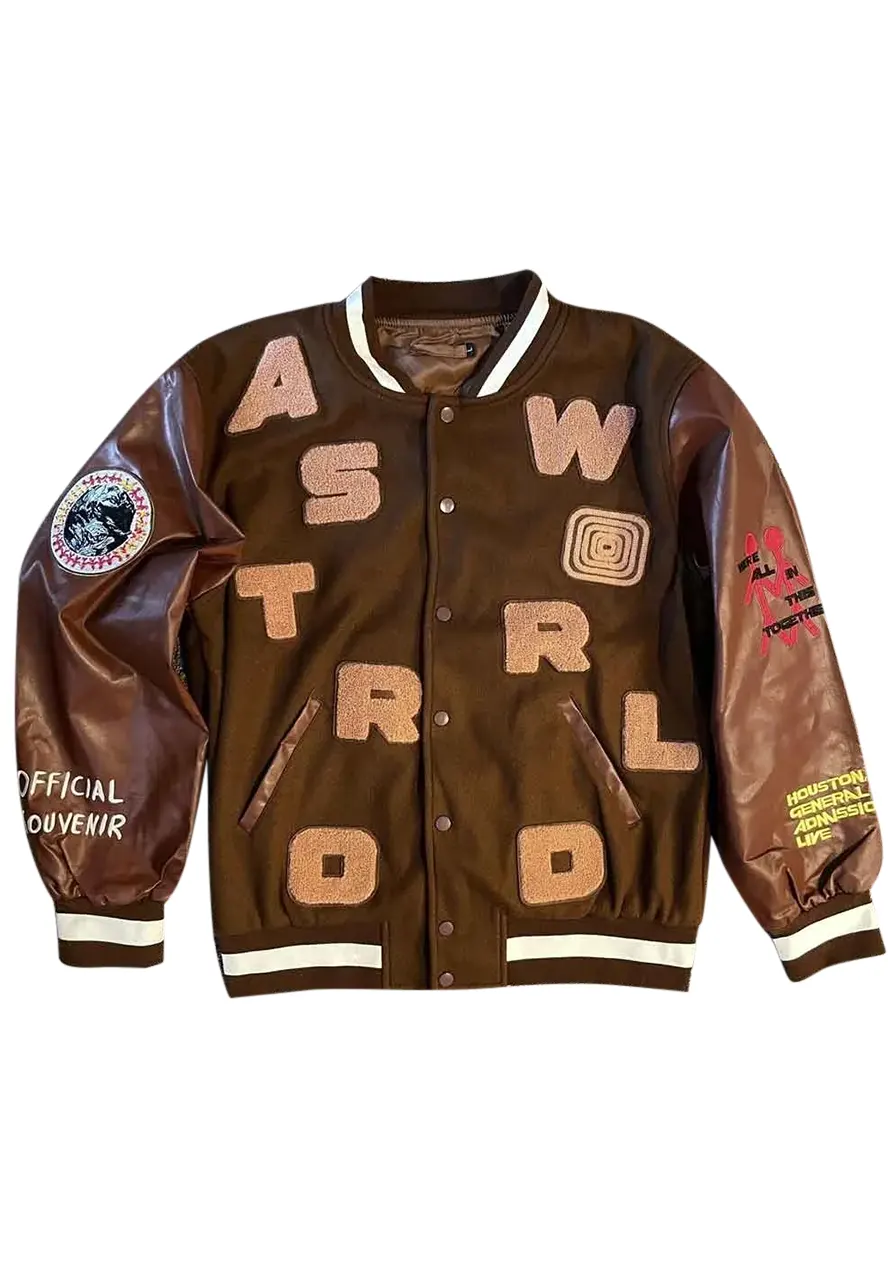 Astroworld Brown Varsity Jacket travis scott letterman jacket