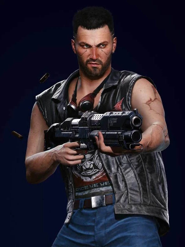 Cyberpunk 2077 V Nomad Black Leather Vest v nomad outfit