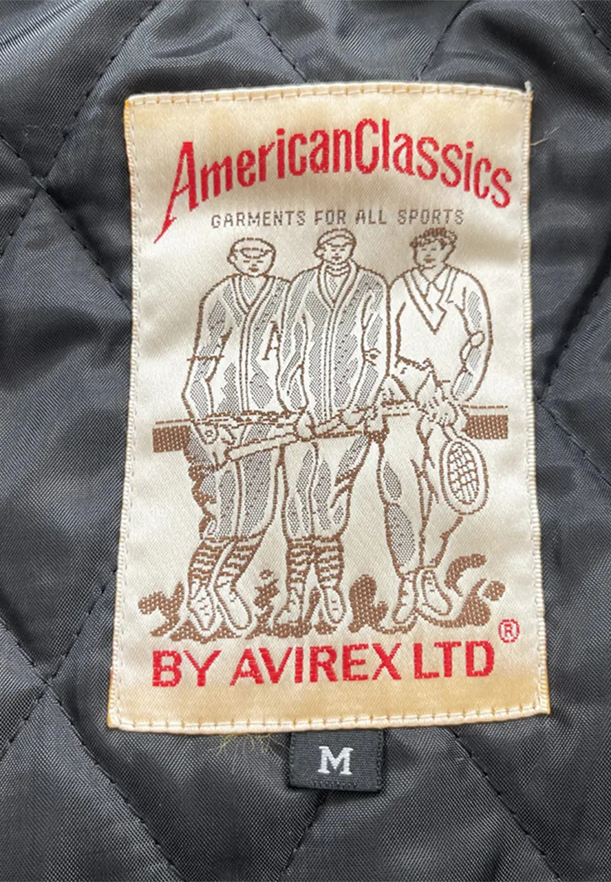 Avirex Black Leather Varsity Jacket avirex usa varsity jacket