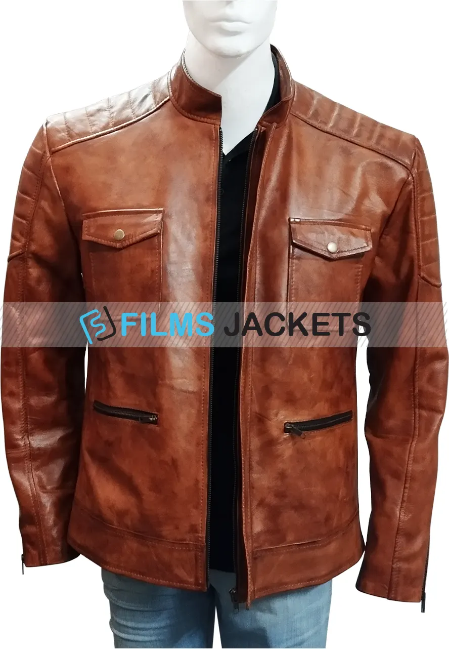 Frank Grillo Boss Level Brown Leather Jacket frank grillo jacket in boss level