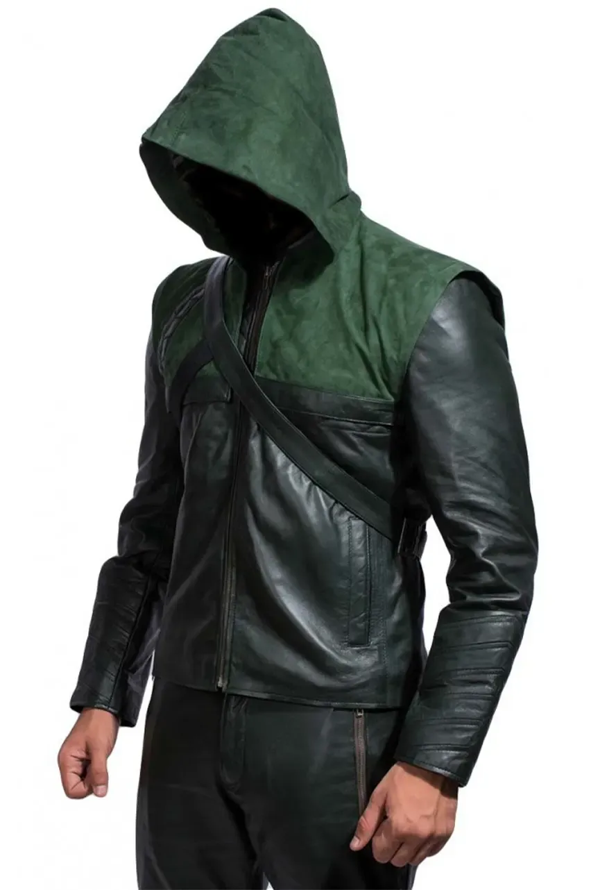 Stephen Amell Green Arrow Leather Jacket Stephen Amell Green Arrow Leather Jacket - Image 4