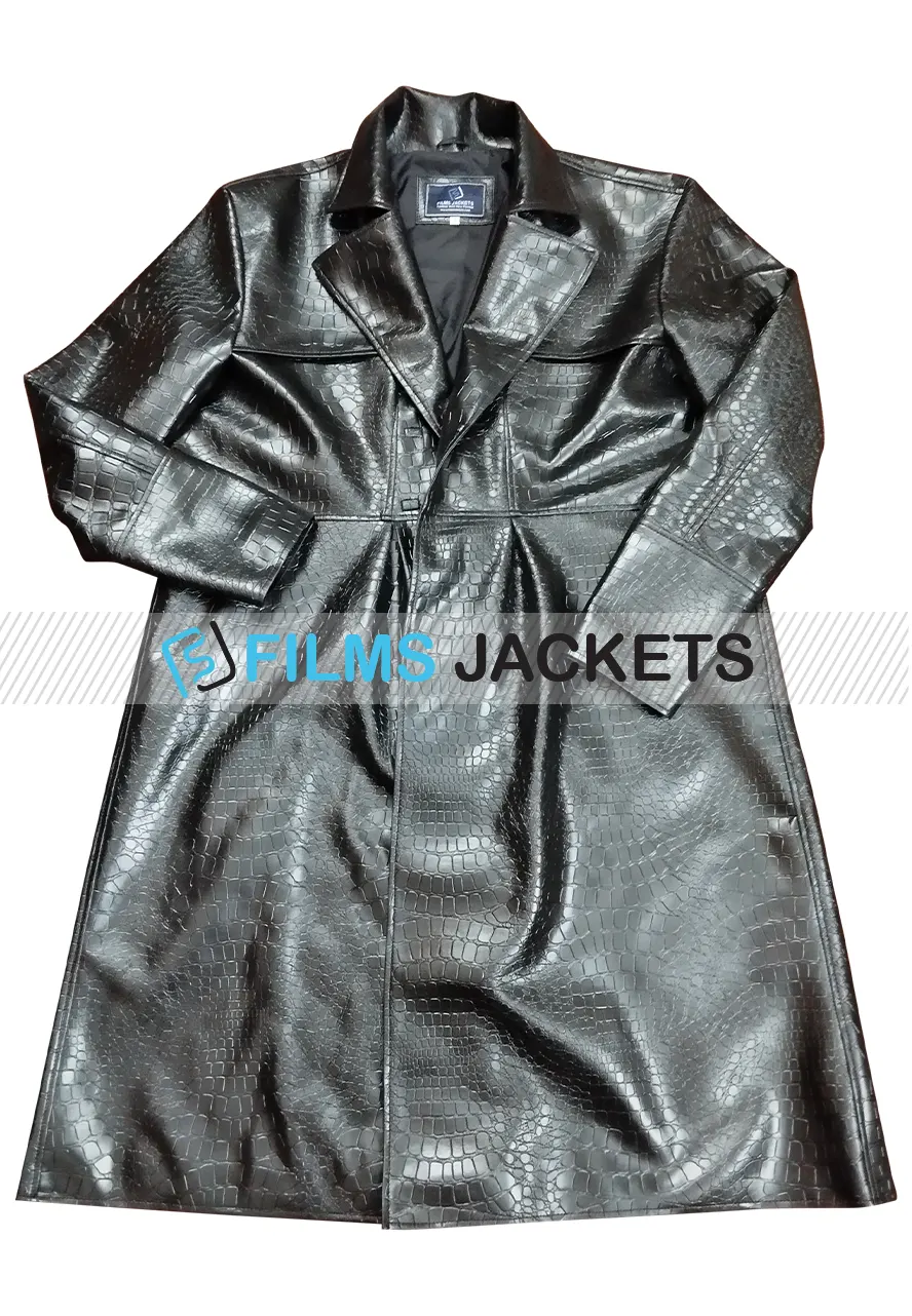 The Matrix Laurence Fishburne Black Leather Coat matrix morpheus trench coat