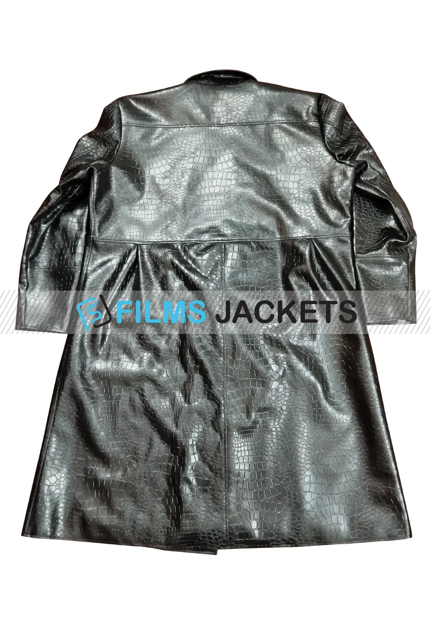 The Matrix Laurence Fishburne Black Leather Coat morpheus alligator coat