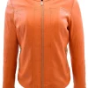 band collar leather jacket