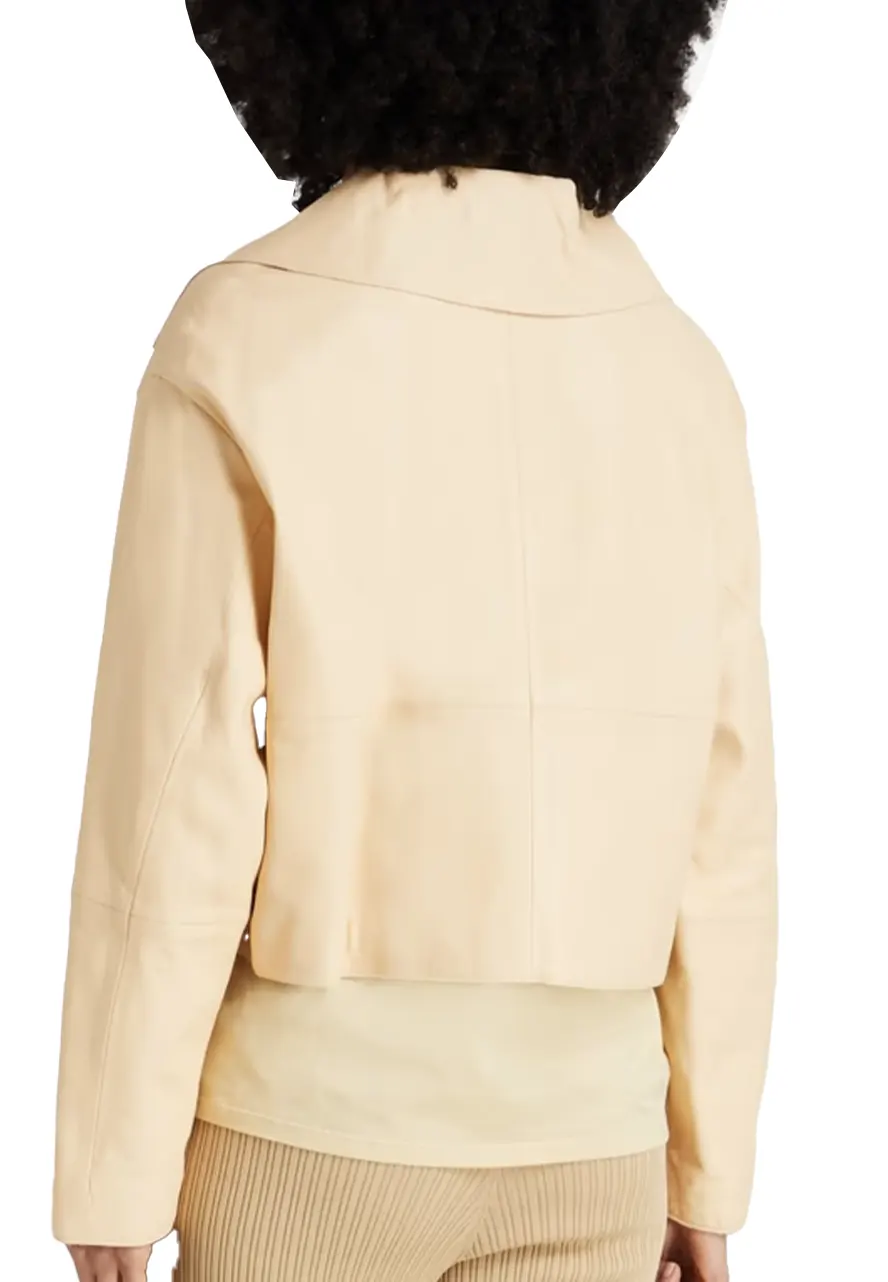 Women’s Sulat Beige Cropped Leather Jacket beige crop faux leather jacket