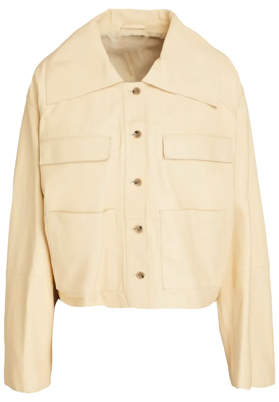 Women’s Sulat Beige Cropped Leather Jacket beige cropped leather jacket