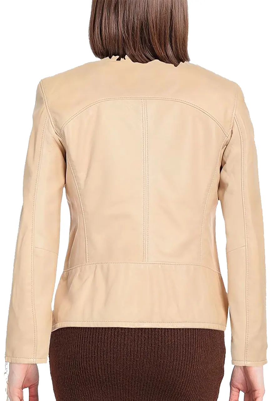 Women’s Quilted Beige Leather Biker Jacket beige faux leather biker jacket