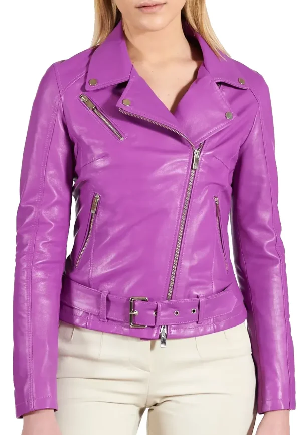 belted leather biker jacket