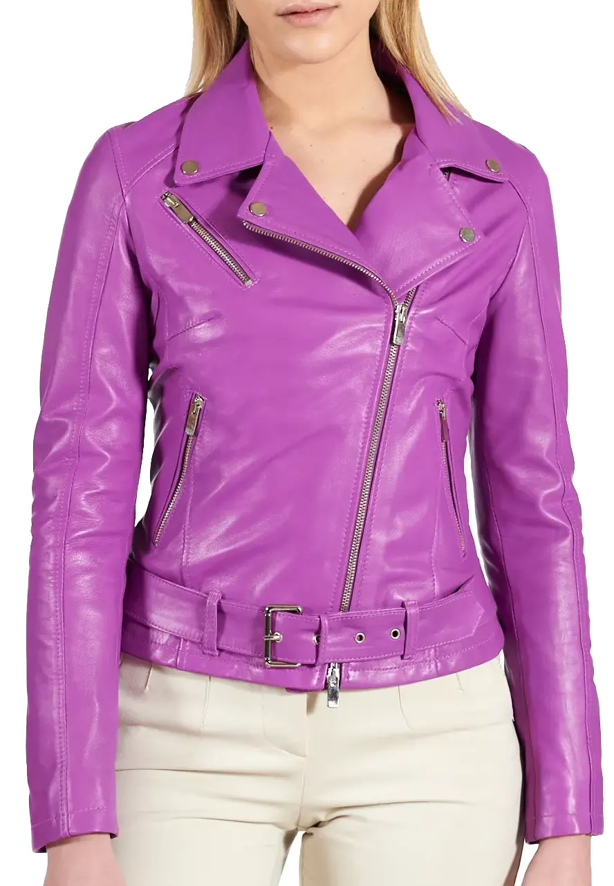 Women’s Infinity Belted Leather Biker Jacket belted leather biker jacket