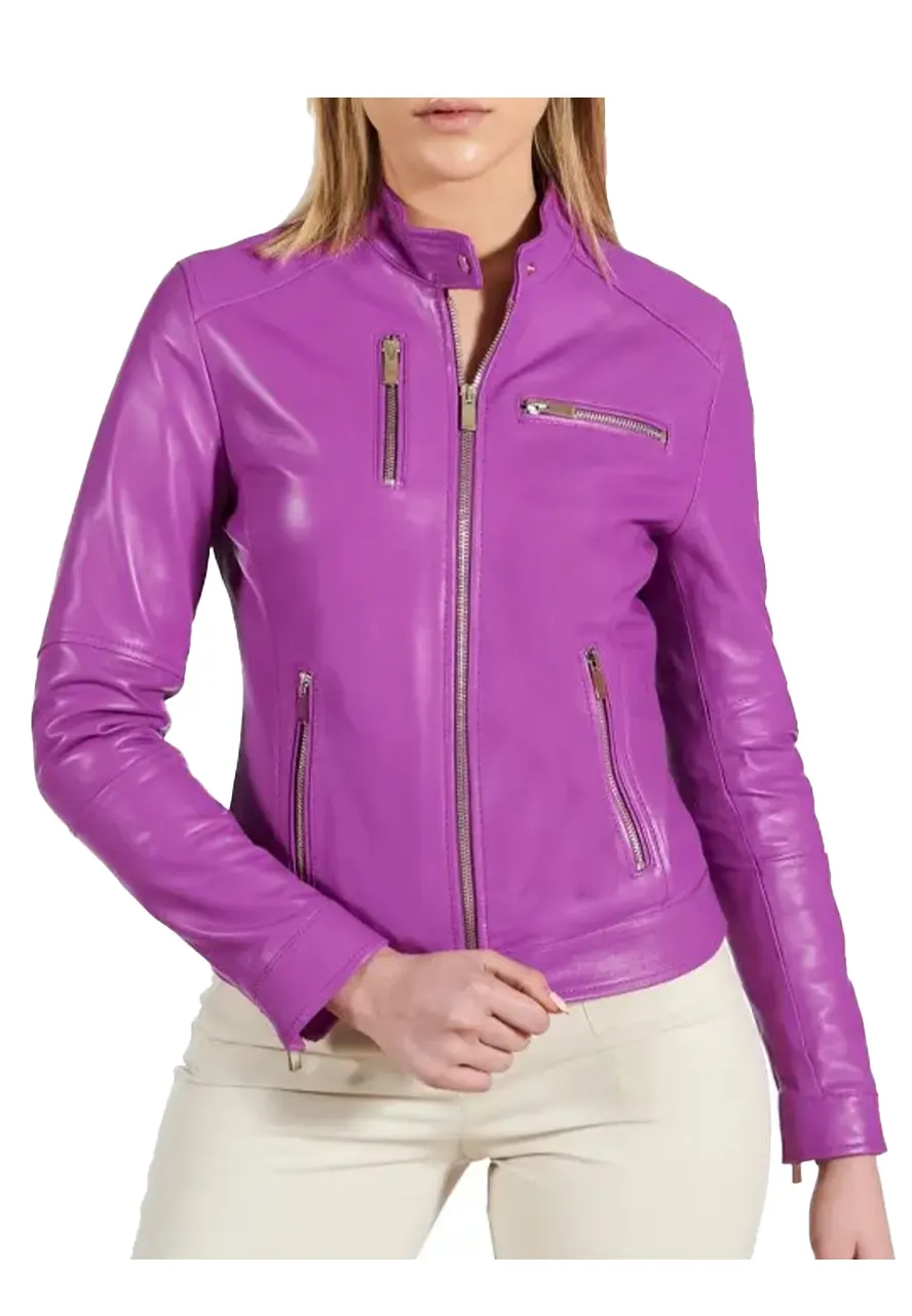 Women’s Slim Fit Leather Biker Jacket biker leather jacket slim fit