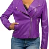 biker leather purple jacket