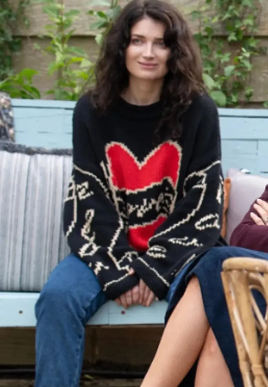 Bad Sisters S02 Eve Hewson Love Black Heart Sweater black heart sweater