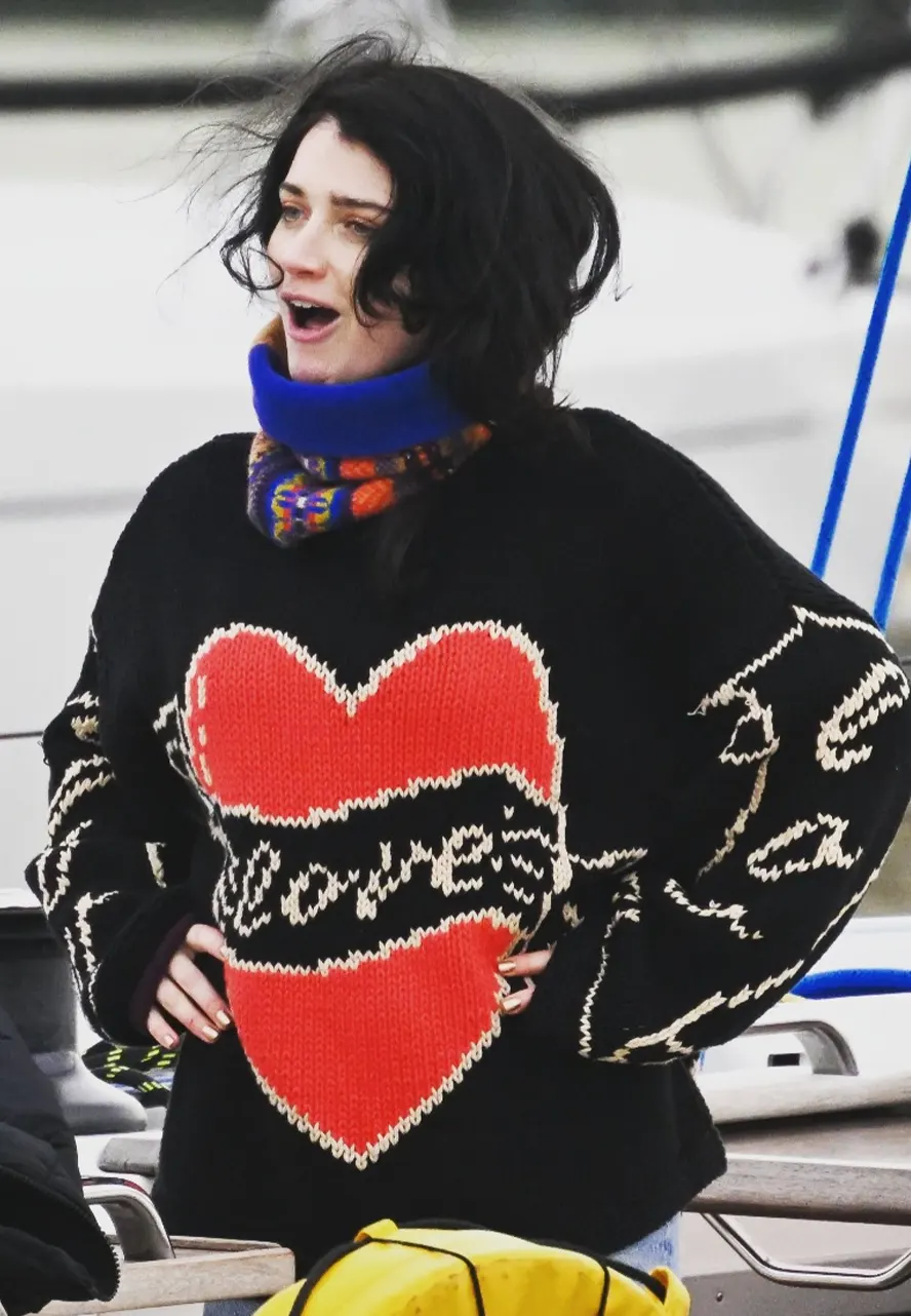 Bad Sisters S02 Eve Hewson Love Black Heart Sweater black sweater red hearts