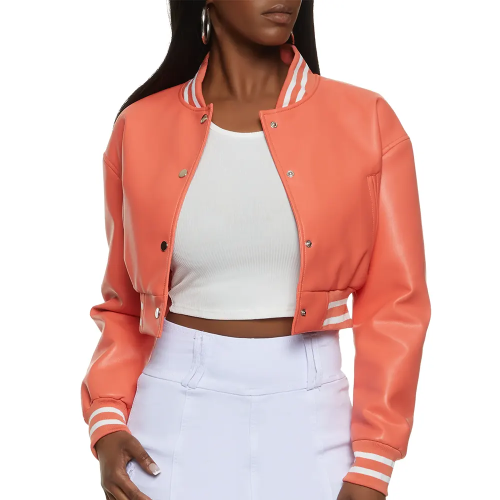 Women’s Daisy Orange Crop Bomber Jacket bomber jacket cropped