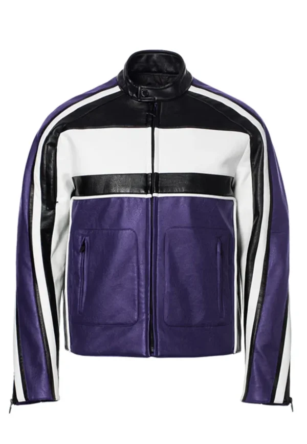 color block biker jacket