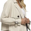 cream crop trench jacket