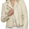cream leather biker jacket