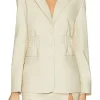 cream leather blazer