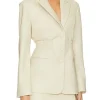 cream leather blazer womens