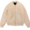 cream leather bomber jacket