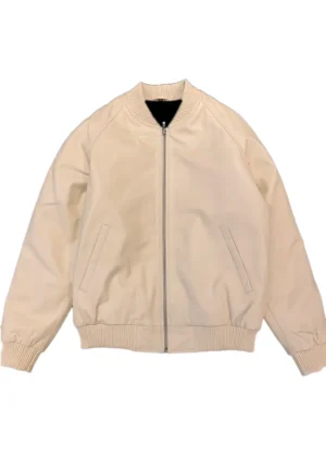 cream leather bomber jacket