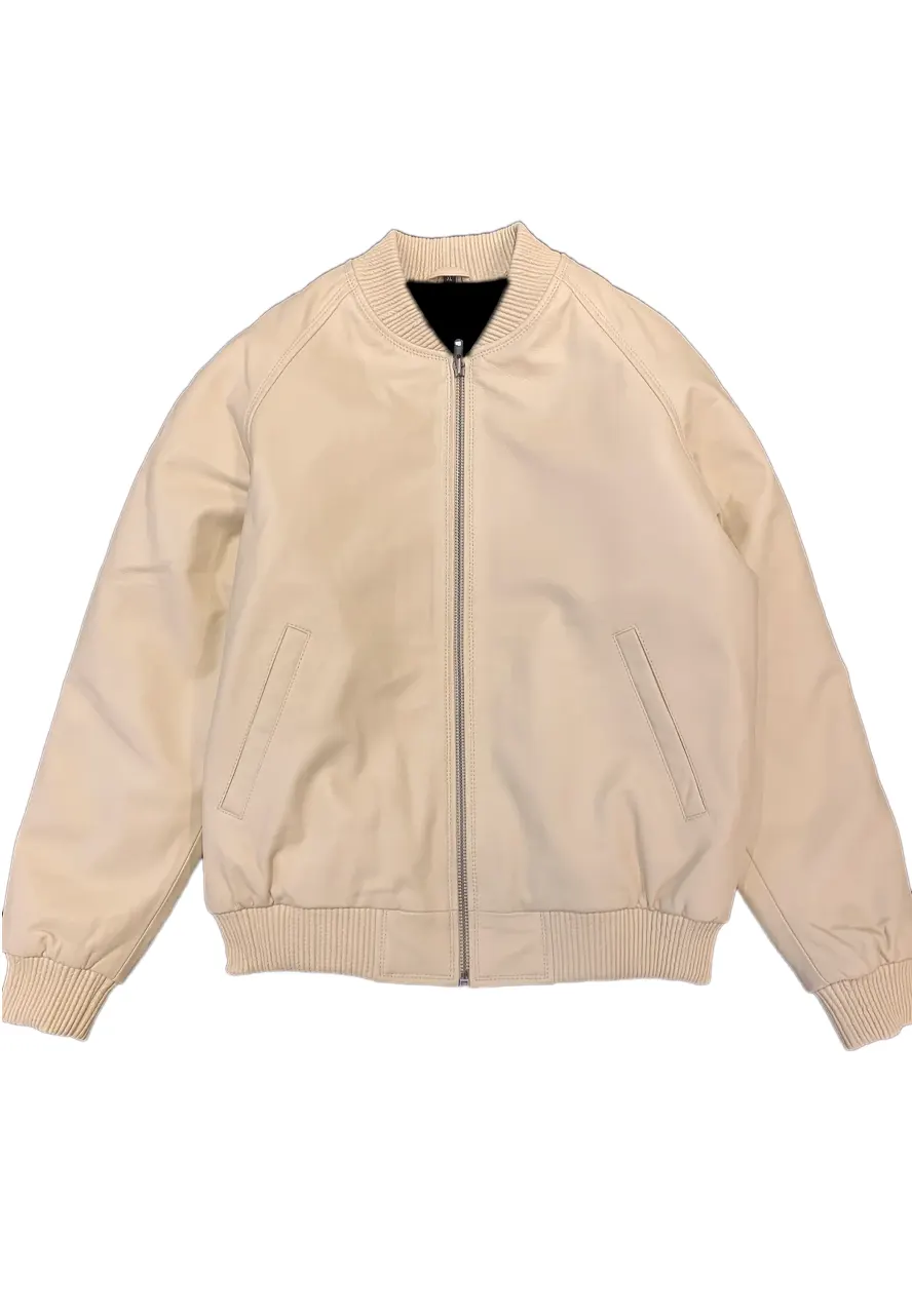 cream-leather-bomber-jacket cream leather bomber jacket