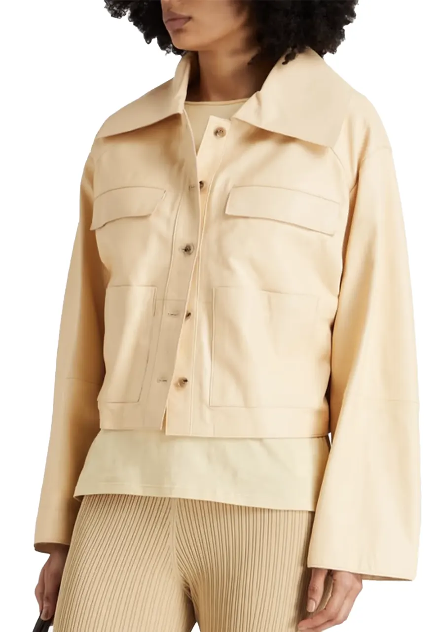 Women’s Sulat Beige Cropped Leather Jacket cropped beige leather jacket