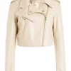 cropped cream leather jacket