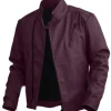 dark purple leather jacket