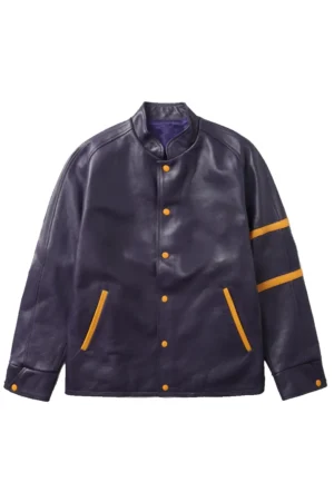 dark purple leather jacket