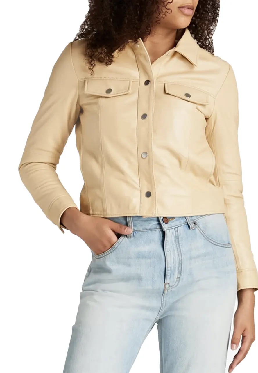 Women’s Frankie Beige Leather Jacket frankie leather jacket