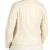 ladies cream leather biker jacket