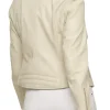ladies cream leather biker jacket