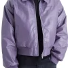 leather cropped bomber jacket