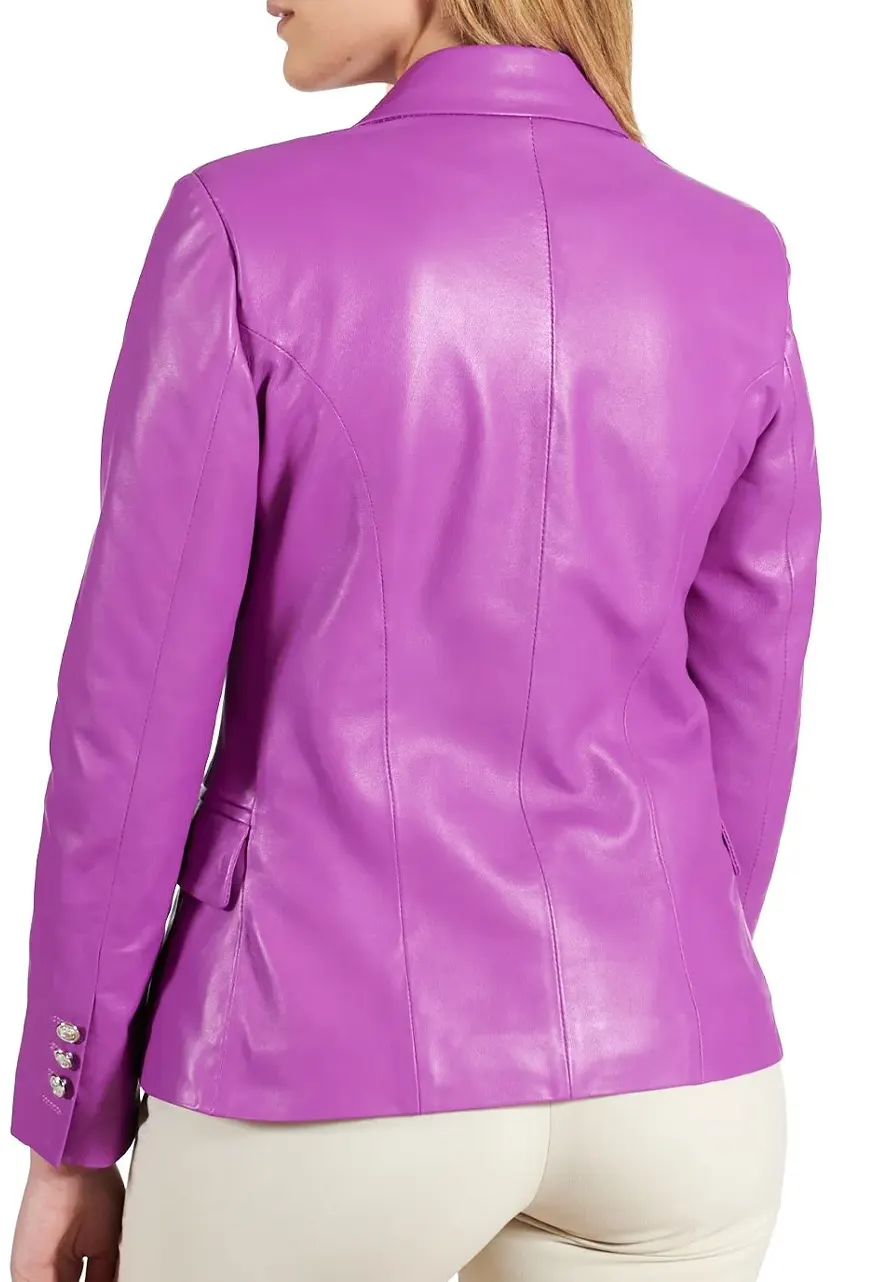 Women’s Double Breasted Leather Blazer leather double breasted blazer