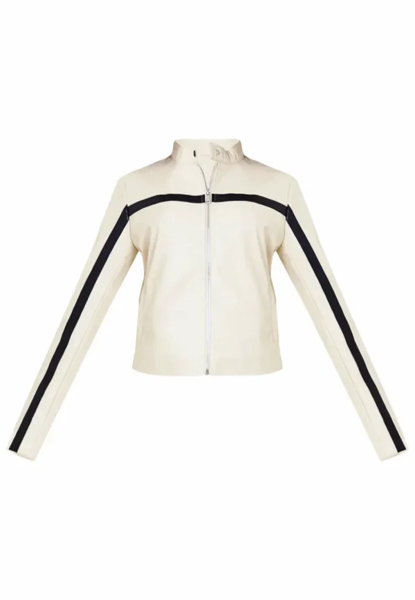 leather jacket with stripes