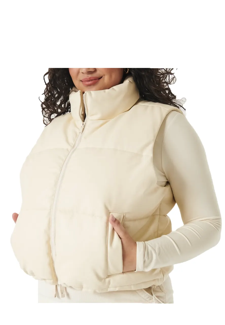 Women’s Ultimate Off White Puffer Vest leather puffer vest