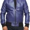 leather purple bomber jacket