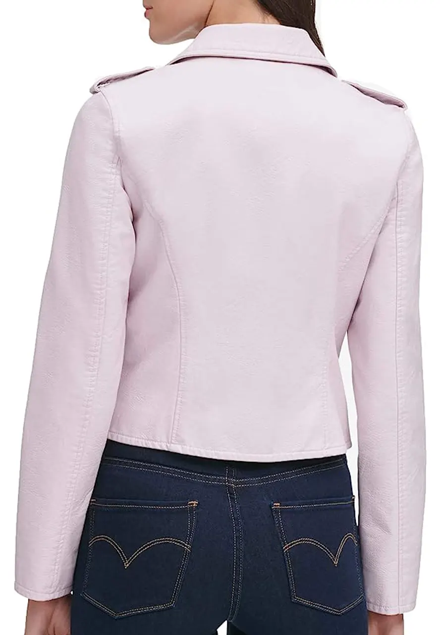 Women’s Light Pink Leather Moto Jacket light pink leather jacket