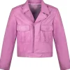 light pink leather jacket