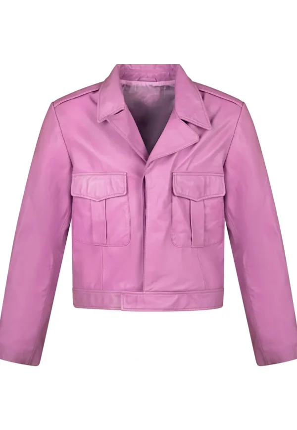 light pink leather jacket