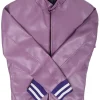mens purple leather bomber jacket