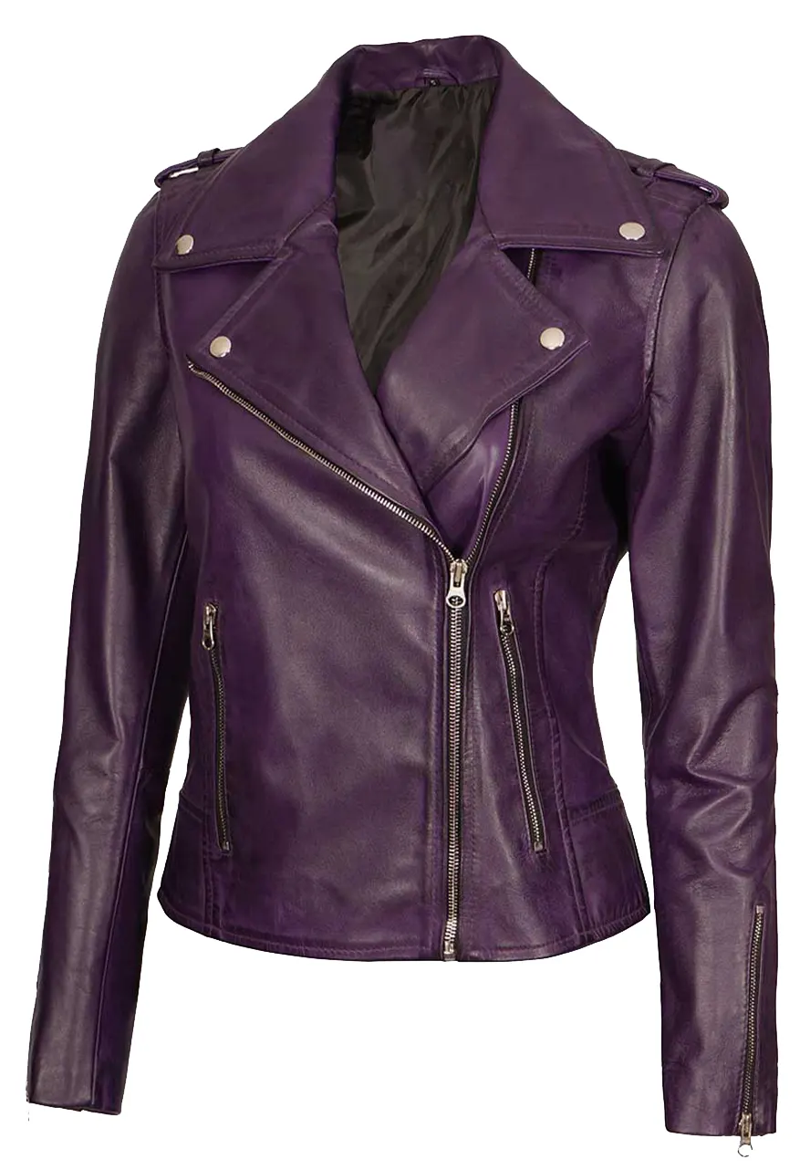 Women’s Purple Leather Motorcycle Jacket motorcycle jacket purple