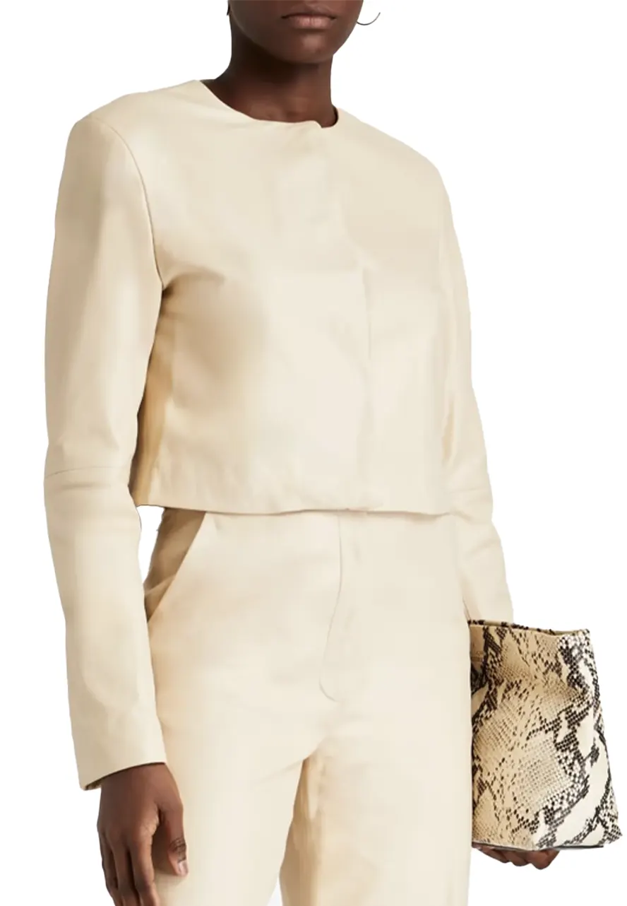 Women’s Off White Cropped Jacket off white cropped leather jacket