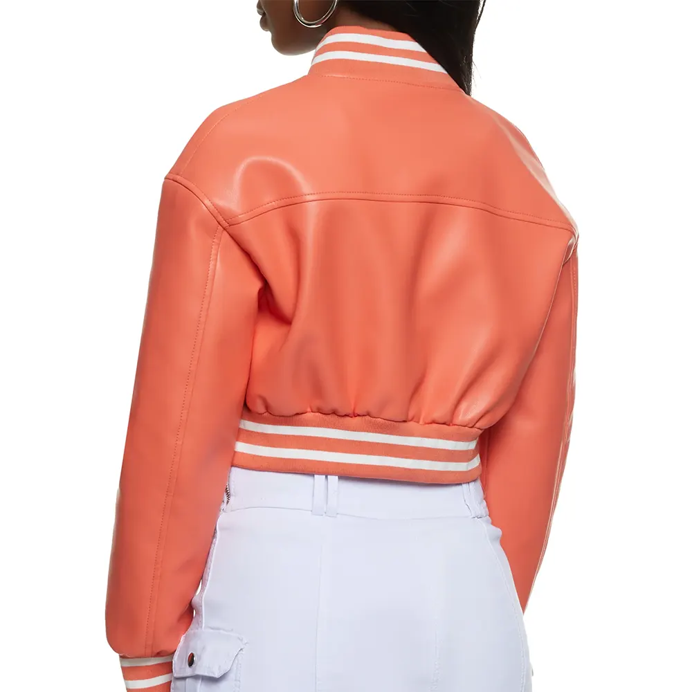 Women’s Daisy Orange Crop Bomber Jacket orange cropped bomber jacket
