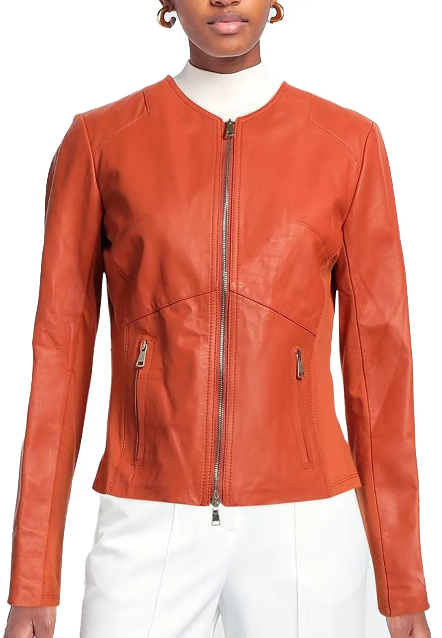 Women’s Biker Orange Leather Jacket biker orange leather jacket